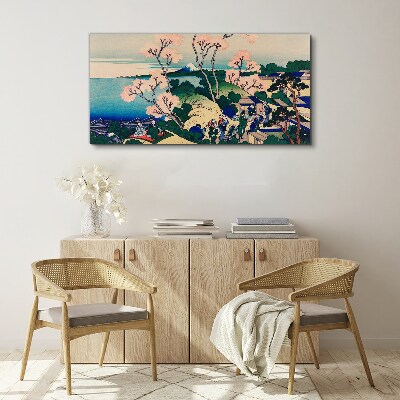 Wandbild Frühlingslandschaft mit Berg Fuji