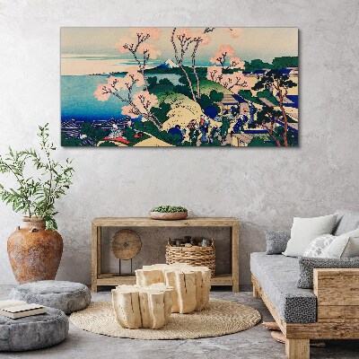 Wandbild Frühlingslandschaft mit Berg Fuji