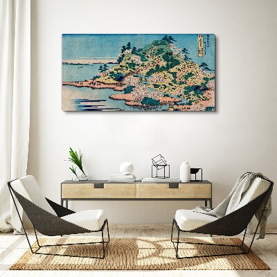 Foto auf leinwand Berglandschaft mit blühenden Bäumen