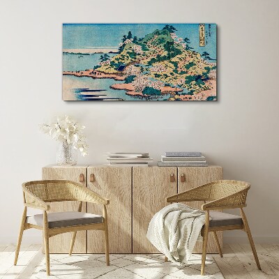 Foto auf leinwand Berglandschaft mit blühenden Bäumen