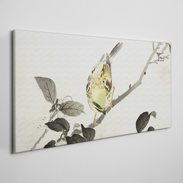 Leinwandbild Goldener Vogel auf einem Ast