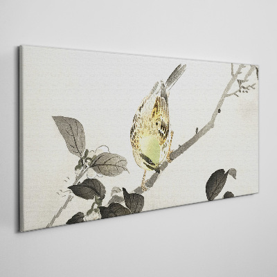 Leinwandbild Goldener Vogel auf einem Ast