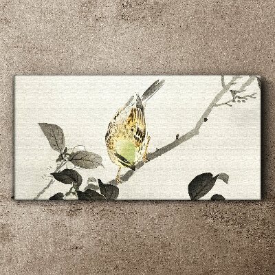 Leinwandbild Goldener Vogel auf einem Ast