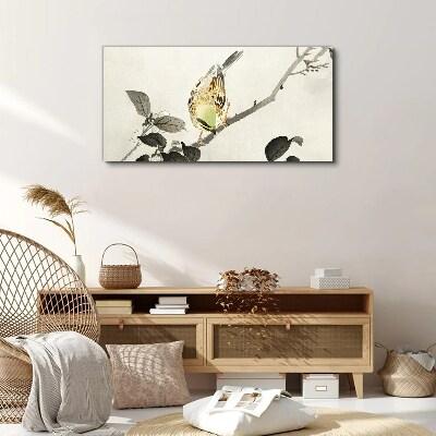 Leinwandbild Goldener Vogel auf einem Ast
