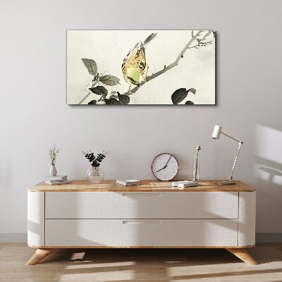 Leinwandbild Goldener Vogel auf einem Ast