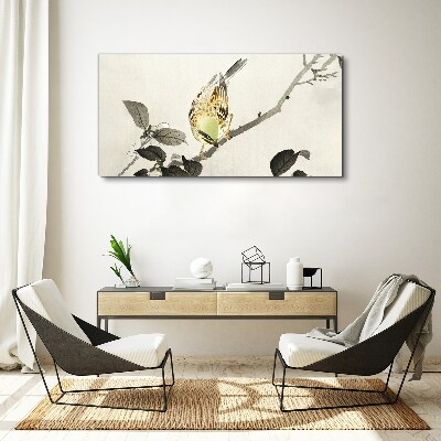 Leinwandbild Goldener Vogel auf einem Ast