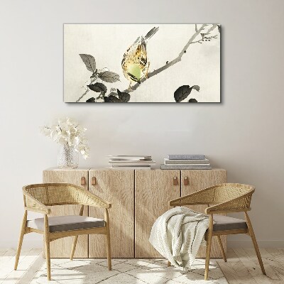 Leinwandbild Goldener Vogel auf einem Ast
