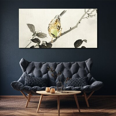 Leinwandbild Goldener Vogel auf einem Ast