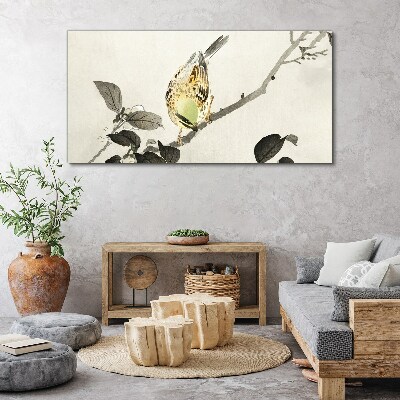 Leinwandbild Goldener Vogel auf einem Ast