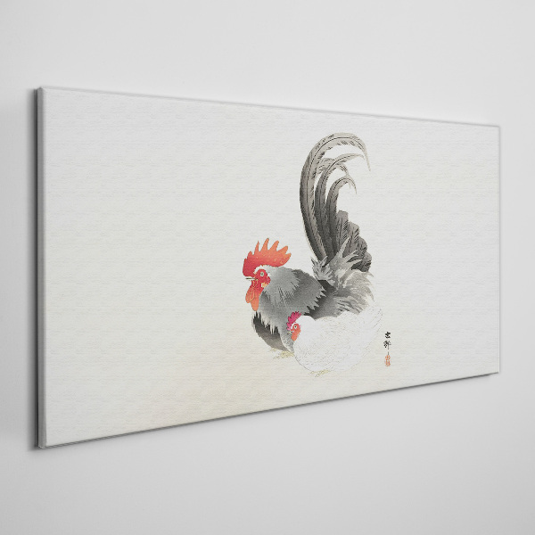 Foto auf leinwand Hahn und Henne im japanischen Stil