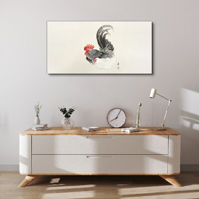 Foto auf leinwand Hahn und Henne im japanischen Stil