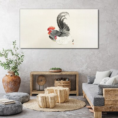 Foto auf leinwand Hahn und Henne im japanischen Stil