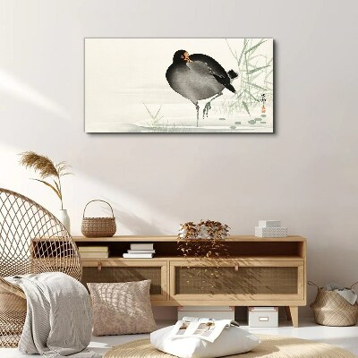 Foto auf leinwand Vogel auf dem Grashintergrund
