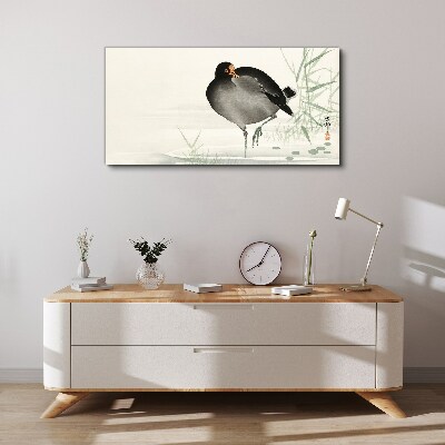 Foto auf leinwand Vogel auf dem Grashintergrund