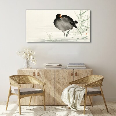 Foto auf leinwand Vogel auf dem Grashintergrund