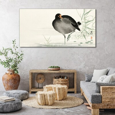 Foto auf leinwand Vogel auf dem Grashintergrund