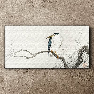 Foto auf leinwand Ein Vogel auf einem Ast in einer zarten Landschaft