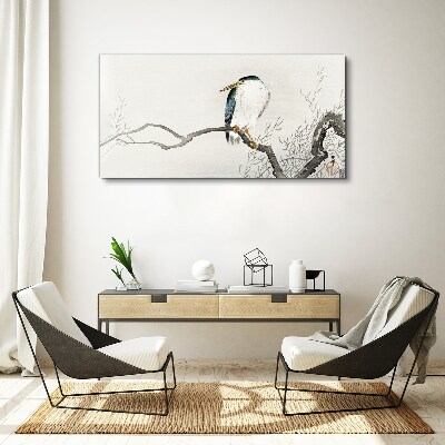 Foto auf leinwand Ein Vogel auf einem Ast in einer zarten Landschaft