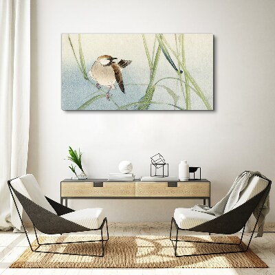 Foto auf leinwand Eine Meise gegen das Gras