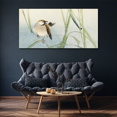 Foto auf leinwand Eine Meise gegen das Gras