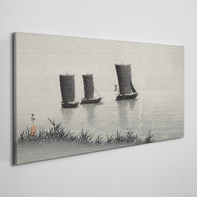 Foto leinwand Ein ruhiger Hafen in Grautönen