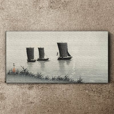 Foto leinwand Ein ruhiger Hafen in Grautönen