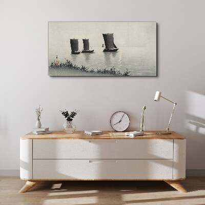 Foto leinwand Ein ruhiger Hafen in Grautönen