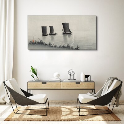 Foto leinwand Ein ruhiger Hafen in Grautönen