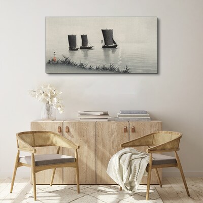 Foto leinwand Ein ruhiger Hafen in Grautönen