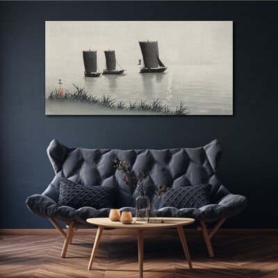Foto leinwand Ein ruhiger Hafen in Grautönen