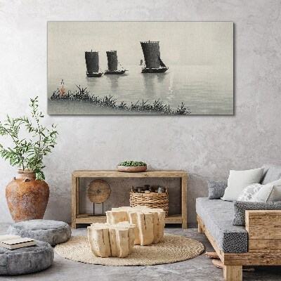 Foto leinwand Ein ruhiger Hafen in Grautönen