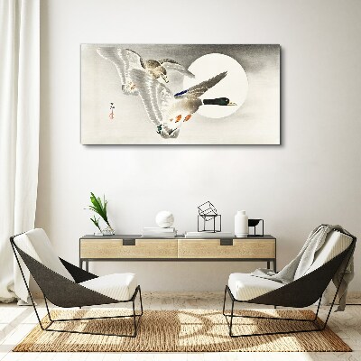 Foto auf leinwand Wildentenflug im Mondlicht
