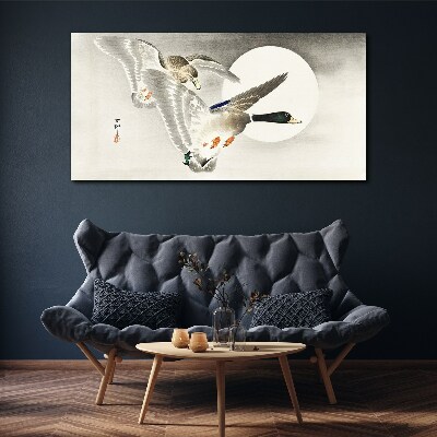 Foto auf leinwand Wildentenflug im Mondlicht