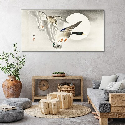 Foto auf leinwand Wildentenflug im Mondlicht