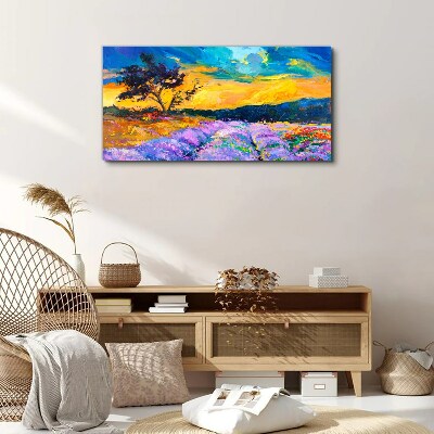 Bild auf leinwand Landschaft in Sonnenuntergangsfarben