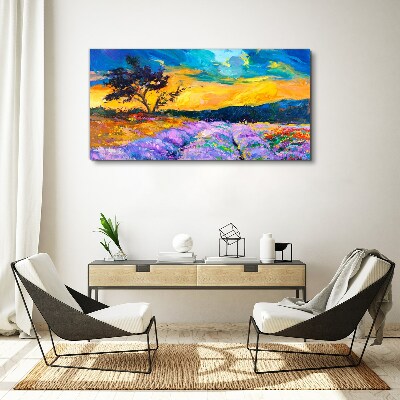 Bild auf leinwand Landschaft in Sonnenuntergangsfarben