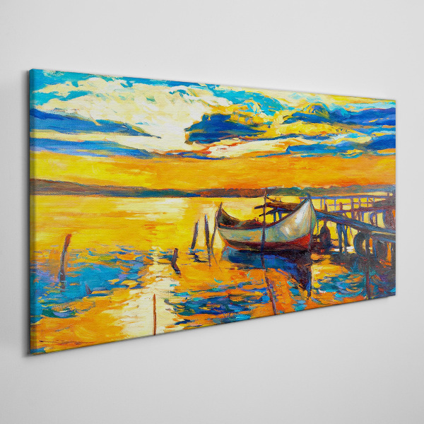 Foto auf leinwand Goldene Stunde am See