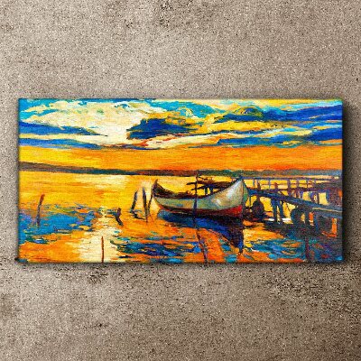 Foto auf leinwand Goldene Stunde am See