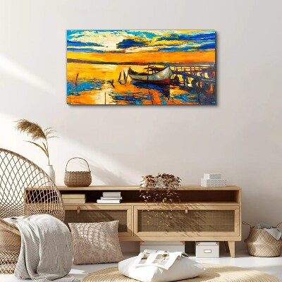 Foto auf leinwand Goldene Stunde am See