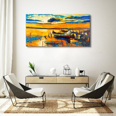 Foto auf leinwand Goldene Stunde am See