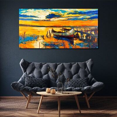 Foto auf leinwand Goldene Stunde am See