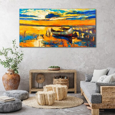 Foto auf leinwand Goldene Stunde am See