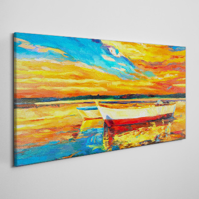 Foto auf leinwand Goldene Spiegelungen auf dem Wasser