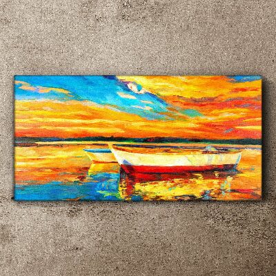Foto auf leinwand Goldene Spiegelungen auf dem Wasser