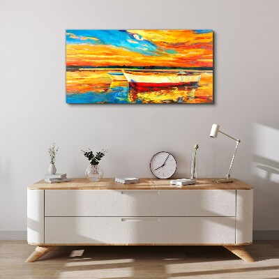 Foto auf leinwand Goldene Spiegelungen auf dem Wasser