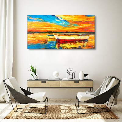 Foto auf leinwand Goldene Spiegelungen auf dem Wasser