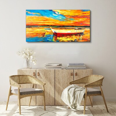 Foto auf leinwand Goldene Spiegelungen auf dem Wasser