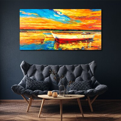 Foto auf leinwand Goldene Spiegelungen auf dem Wasser