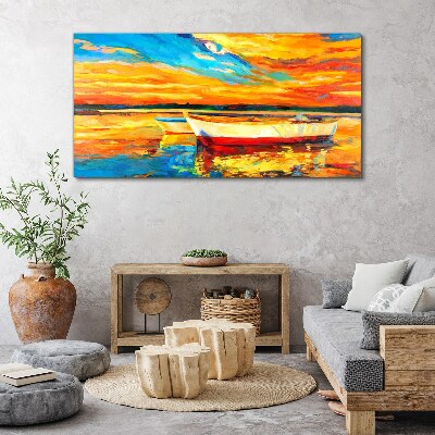 Foto auf leinwand Goldene Spiegelungen auf dem Wasser