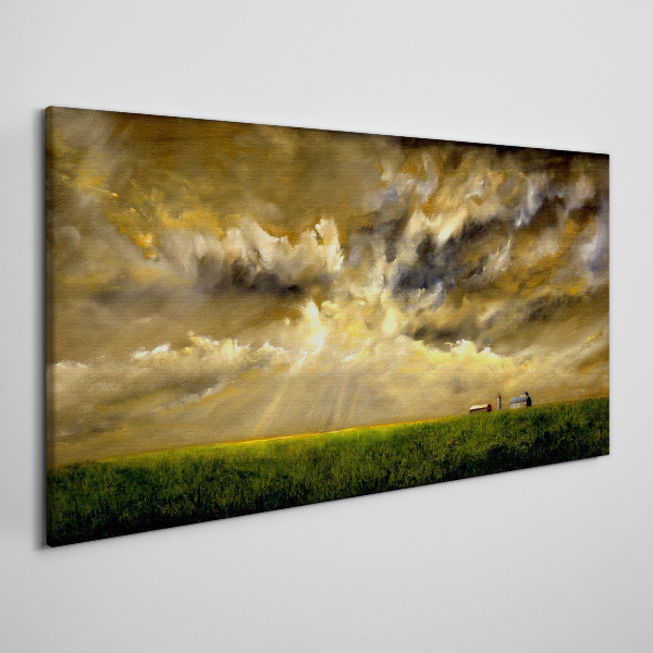 Foto auf leinwand Eine friedliche Landschaft mit Wolken